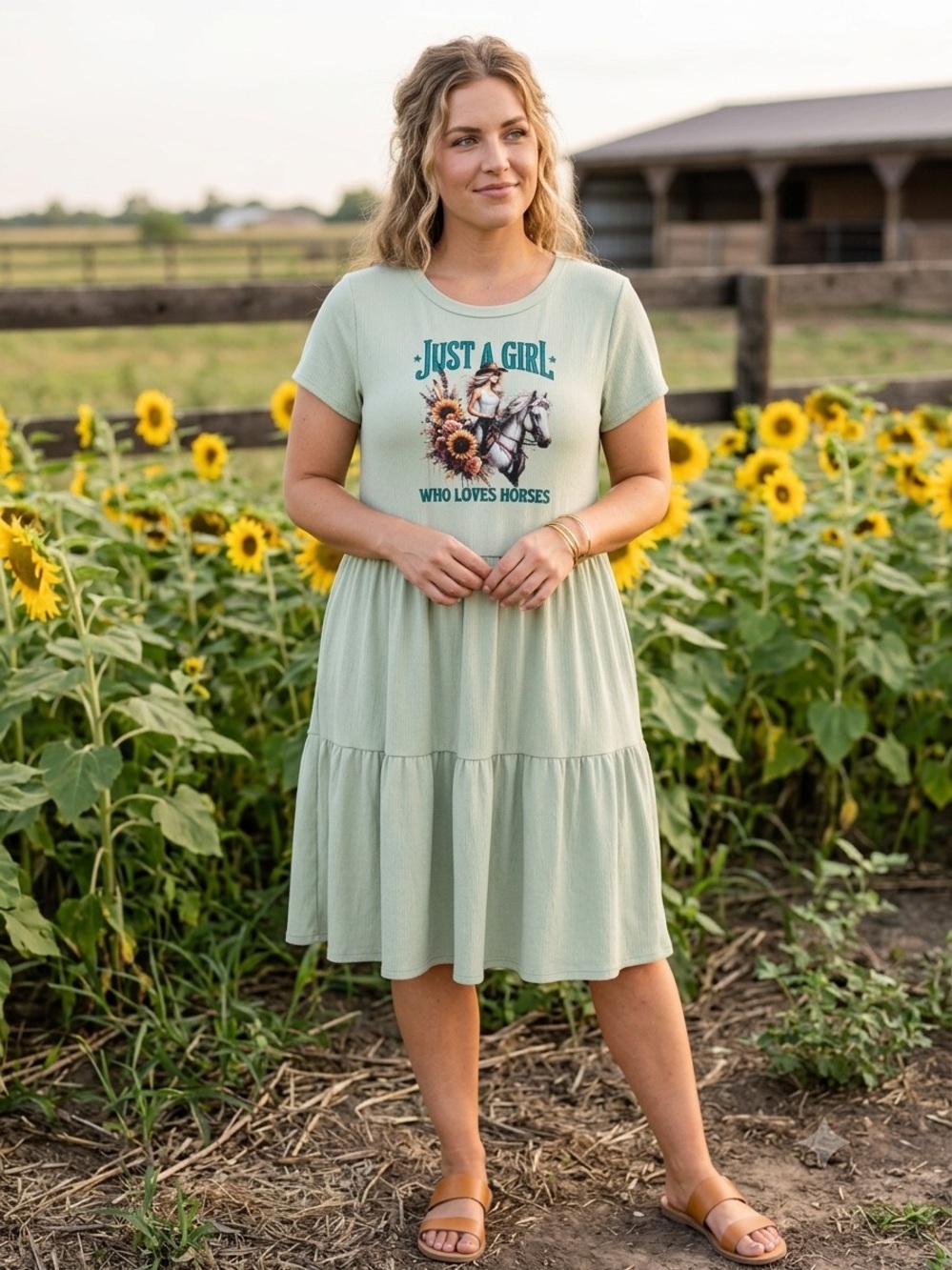 LuLaRoe Mint Green Graphic Tiered Midi Dress ITEM #24